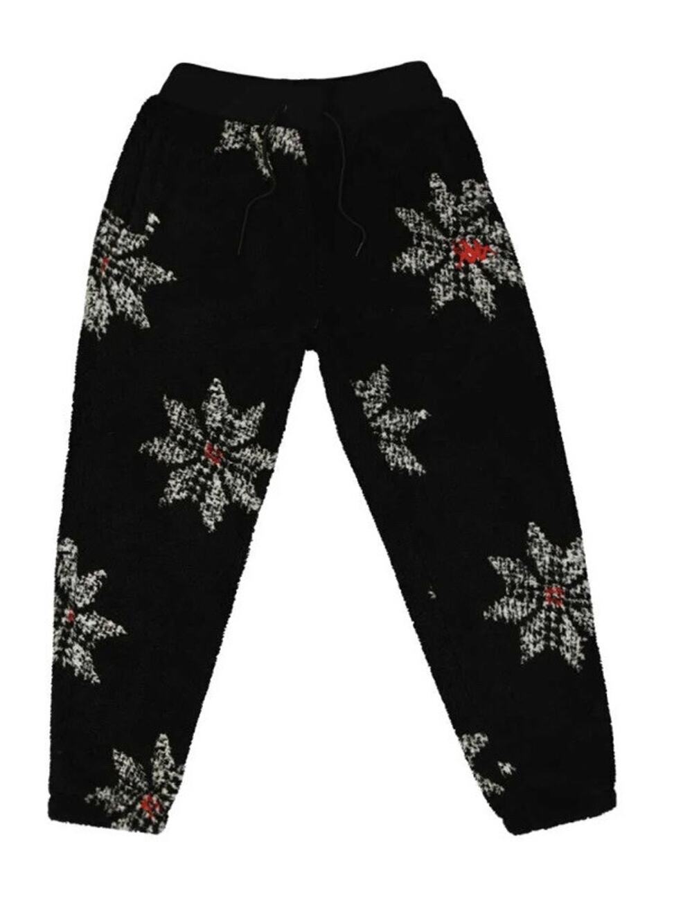 KAPPA MEN'S M Authentic Snowflake Fleece Jogger Sport Pants Black 34182RW NWT